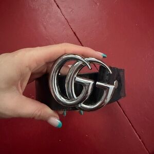 Silver GG Logo Black Belt